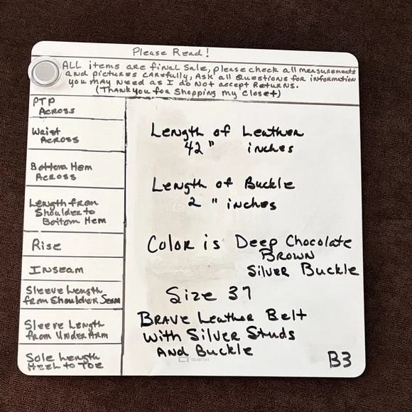 Brown Studded Leather Waist Belt with Silver Buckle - Picture 8 of 8